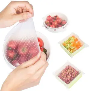 4~6 Pack Stretch Reusable Silicone Bowl Food Storage Wraps Cover Seal Fresh Lids 4~6 Pack Stretch Reusable Silicone Bowl Food Storage Wraps Cover Seal Fresh Lids