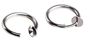 Clip-On Spring Action Non-Piercing Fake Septum Lip Cartilage Nose Tragus Ring 2 Pairs Silver Clip-On Spring Action Non-Piercing Fake Septum Lip Cartilage Nose Tragus Ring 2 Pairs Silver