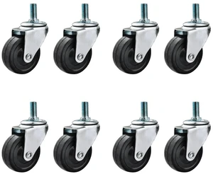 US 8 Pc 3 Inch Rubber Casters Heavy Duty Safety Brake Wheel For Shelving Rack US 8 Pc 3 Inch Rubber Casters Heavy Duty Safety Brake Wheel For Shelving Rack