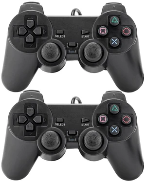 US 2 Pack Controller For PlayStation 2 PS2 Wired Black Joystick Joypad US 2 Pack Controller For PlayStation 2 PS2 Wired Black Joystick Joypad