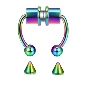 US 1 Pcs Magnetic Septum Nose Ring Stainless Steel Fake Non Piercing Nose Clip US 1 Pcs Magnetic Septum Nose Ring Stainless Steel Fake Non Piercing Nose Clip