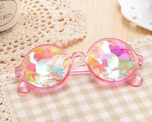 Festival Party Rave Kaleidoscope Rainbow Round Glasses Diffraction Crystal Lens Festival Party Rave Kaleidoscope Rainbow Round Glasses Diffraction Crystal Lens