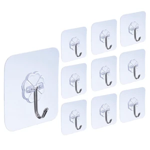 US 10PC Strong Transparent Self-adhesive Wall Hooks Hanger Kitchen Bathroom US 10PC Strong Transparent Self-adhesive Wall Hooks Hanger Kitchen Bathroom