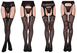 4 Pack Lace Mesh Lingerie Garter Belt Fishnet Thigh High Stocking Pantyhose Sock 4 Pack Lace Mesh Lingerie Garter Belt Fishnet Thigh High Stocking Pantyhose Sock