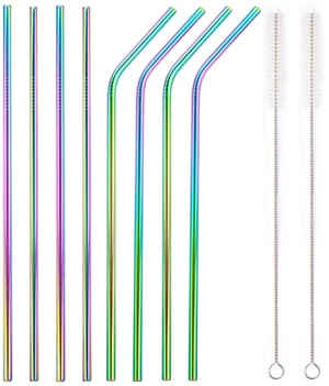 US 8pcs 10.5" Stainless Steel Ultra Long Metal Cocktail Straw + 2 Cleaner Brush US 8pcs 10.5" Stainless Steel Ultra Long Metal Cocktail Straw + 2 Cleaner Brush