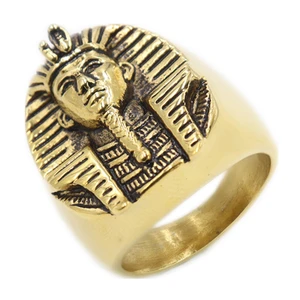 US Gold Plated Mens Egyptian Pharaoh Pyramid Ring Stainless Steel Size 7-11 US Gold Plated Mens Egyptian Pharaoh Pyramid Ring Stainless Steel Size 7-11
