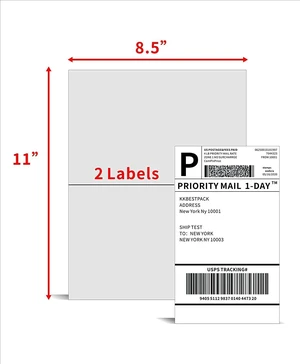 1000 Shipping Labels 8.5" x 5.5" Half Sheets Blank Self Adhesive 2 Per Sheet 1000 Shipping Labels 8.5" x 5.5" Half Sheets Blank Self Adhesive 2 Per Sheet