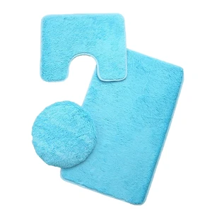 US 3-Piece Bathroom Rug Set Include U-Shaped Contour Toilet Mat Machine Washable DB-1- b matongdiansanjiantao tianlanse US 3-Piece Bathroom Rug Set Include U-Shaped Contour Toilet Mat Machine Washable DB-1- b matongdiansanjiantao tianlanse