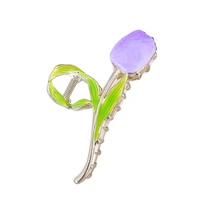 US 1 Pack Tulip Floral Enamel Large Metal Hair Claw Flower Blossom Hair Clips US 1 Pack Tulip Floral Enamel Large Metal Hair Claw Flower Blossom Hair Clips