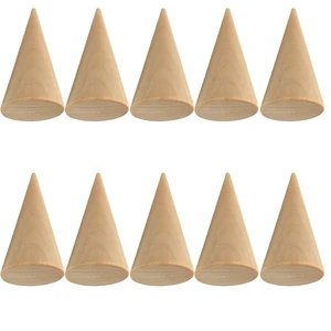 US 10 Pc Wood Cone Ring Holder Durable Finger Jewelry Display Stand DIY Craft US 10 Pc Wood Cone Ring Holder Durable Finger Jewelry Display Stand DIY Craft