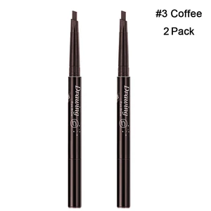 2 Pack Eyebrow Pencil Retractable Slant Tip with Brush Double-end Waterproof kafei 2zhizhuang 2 Pack Eyebrow Pencil Retractable Slant Tip with Brush Double-end Waterproof kafei 2zhizhuang