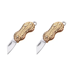US 2 Pcs Mini Portable Folding Knife Peanut Shape Necklace Stainless Steel EDC US 2 Pcs Mini Portable Folding Knife Peanut Shape Necklace Stainless Steel EDC