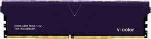 v-color Enhanced series 16GB(16GBx1) 3200MHz(PC4-25600) CL22 Gaming Desktop Ram Memory Hynix IC Dual Rank 1.35V High End Indigo Heatsink(TA416G32D822P)