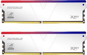 V-COLOR DDR5 XSky ROG Certified 64GB (32GBx2) 6200MHz CL36 1.35V SK Hynix IC RGB Gaming Desktop Upgrade RAM Memory Module Dual Rank-Mirrored Silver (RTMXSL3262836SWK)