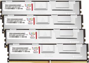 v-color DDR5 64GB (16GBx4) 6600MHz CL34 Overclocking R-DIMM SK hynix Original IC 1Rx8 1.4V ECC Registered DIMM Memory for W790 Workstation (Intel XMP) (TR516G66S834SQ)
