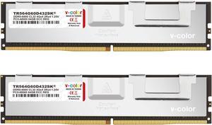 v-color DDR5 128GB (64GBx2) 6000MHz CL32 Overclocking R-DIMM SK hynix Original IC 2Rx4 1.25V ECC Registered DIMM Memory for W790 Workstation (Intel XMP) (TR564G60D432SK)