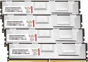 V-COLOR DDR5 64GB (16GBx4) 6600MHz CL34 2Gx8 1Rx8 OC R-DIMM (Overclocking ECC Registered DIMM) 1.4V Memory Ram for TRX50 Workstation (AMD EXPO) (TRA516G66S834Q)