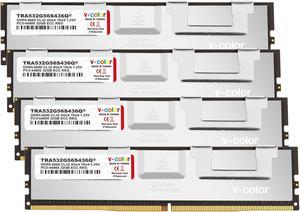 V-COLOR DDR5 128GB (32GBx4) 5600MHz CL36 4Gx4 1Rx4 OC R-DIMM (Overclocking ECC Registered DIMM) 1.25V Memory Ram for TRX50 Workstation (AMD EXPO) (TRA532G56S436Q)