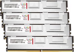 V-COLOR DDR5 192GB (48GBx4) 6800MHz CL34 3Gx8 2Rx8 OC R-DIMM (Overclocking ECC Registered DIMM) 1.4V Memory Ram for TRX50 Workstation (AMD EXPO) (TRA548G68D834Q)