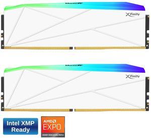 V-COLOR Manta XFinity RGB DDR5 32GB (16GBx2) 6000MHz XMP 3.0 & AMD EXPO CL36 1.25V RGB Gaming Desktop Upgrade RAM U-DIMM Memory Module SK Hynix IC - WHITE (TMXFL1660836WWK)