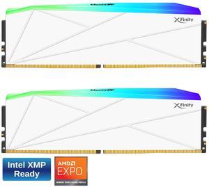 V-COLOR Manta XFinity RGB DDR5 48GB (24GBx2) 7200MHz XMP 3.0 & AMD EXPO CL34 1.4V RGB Gaming Desktop Upgrade RAM U-DIMM Memory Module SK Hynix IC - WHITE (TMXFL2472834WWK)