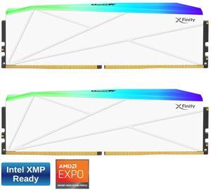 V-COLOR Manta XFinity RGB DDR5 48GB (24GBx2) 7800MHz XMP 3.0 & AMD EXPO CL38 1.4V RGB Gaming Desktop Upgrade RAM U-DIMM Memory Module SK Hynix IC - WHITE (TMXFL2478838WWK)