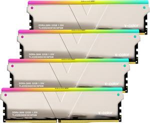 V-COLOR Skywalker Plus RGB DDR4 3600(PC4 28800) 128GB (4x32GB) CL18 Desktop Memory for Workstation (HEDT), Ultra-Low Timing, 288-Pin, TL432G36D818CSPSW