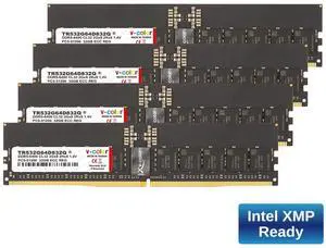 V-COLOR DDR5 128GB (32GBx4) 6400MHz CL32 Overclocking R-DIMM 2Gx8 2Rx8 1.4V ECC Registered DIMM Memory for W790 Workstation (Intel XMP) (TR532G64D832Q)