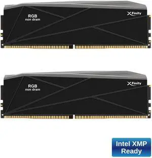 V-COLOR Manta XFinity CUDIMM DDR5 RGB Filler Solution - 2X Modules - 0GB RAM - Intel Compatible - Black w/ Silver Light Rod