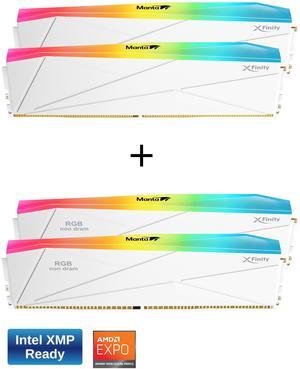 V-COLOR DDR5 SCC 2+2 KIT Manta XFinity 32GB(16GBx2) 7200MHz with RGB Filler kit CL34 1.4V RGB Gaming Desktop Upgrade RAM Memory Module - White (TMXFL1672834WW-DW)