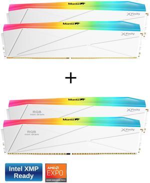 V-COLOR DDR5 SCC 2+2 KIT Manta XFinity 48GB(24GBx2) 7200MHz with RGB Filler kit CL34 1.4V RGB Gaming Desktop Upgrade RAM Memory Module - White (TMXFL2472834WW-DW)