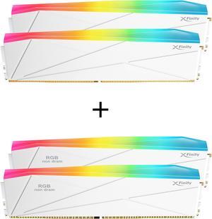 V-COLOR DDR5 SCC 2+2 KIT Manta XFinity 32GB(16GBx2) 8200MHz CUDIMM with RGB Filler kit CL38 1.45V RGB Gaming Desktop Upgrade RAM Memory Module - White/Silver (TMXFCL1682838WS-DW)