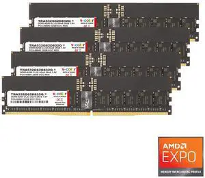 V-COLOR DDR5 128GB (32GBx4) 6200MHz CL32 2Gx8 2Rx8 OC R-DIMM (Overclocking ECC Registered DIMM) 1.25V Memory Ram for TRX50 Workstation (AMD EXPO) (TRA532G62D832Q)