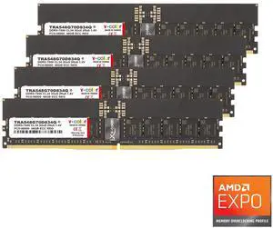 V-COLOR DDR5 192GB (48GBx4) 7000MHz CL34 3Gx8 2Rx8 OC R-DIMM (Overclocking ECC Registered DIMM) 1.4V Memory Ram for TRX50 Workstation (AMD EXPO) (TRA548G70D834Q)