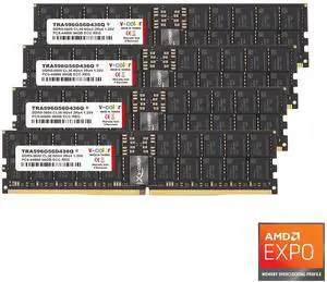 V-COLOR DDR5 384GB (96GBx4) 5600MHz CL36 6Gx4 2Rx4 OC R-DIMM (Overclocking ECC Registered DIMM) 1.25V Memory Ram for TRX50 Workstation (AMD EXPO) (TRA596G56D436Q)