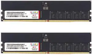 V-Color DDR5 64GB (32GBx2) 6400MHz CL52 2Rx8 ECC UNBUFFERED DIMM 1.1V (ECC UDIMM) Memory Ram for Server (TE532G64D852K)