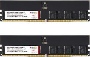 V-Color DDR5 128GB (64GBx2) 6400MHz CL52 2Rx8 ECC UNBUFFERED DIMM 1.1V (ECC UDIMM) Memory Ram for Server (TE564G64D852K)