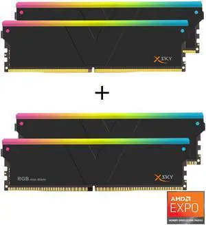 V-COLOR DDR5 SCC 2+2 KIT Manta XSky 32GB (2x16GB) 6000MHz CL36 1.25V SK Hynix IC RGB Gaming Desktop Upgrade Memory Module Black, compatible for AMD EXPO (TMXSAL1660836KW-DK)