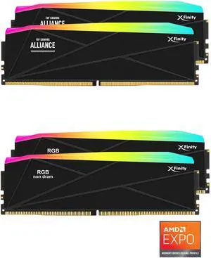 V-COLOR DDR5 TUF GAMING ALLIANCE SCC 2+2 KIT Manta XFinity 64GB (32GBx2) 6400MHz CL32 1.4V AMD EXPO SK Hynix Original IC RGB Gaming Desktop Upgrade RAM Memory Module Black (GTMXFAL3264832KW-DK)