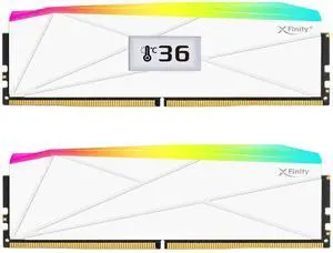 V-COLOR OLED XFinity+ DDR5 64GB (2x32GB) 8000MHz CL40 1.35V SK Hynix IC RGB Gaming Desktop Memory with Built-in OLED Display, White, for AMD EXPO (OTMXFAL3280840WWK)