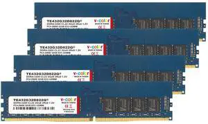 V-COLOR DDR4 128GB (4x32GB) 3200MHz (PC4-25600) Server Memory Ram Module Upgrade Dual Rank ECC DIMM 1.2V CL22 2Rx8 (TE432G32D822Q)