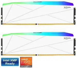 V-COLOR Manta XFinity RGB DDR5 32GB (16GBx2) 6000MHz XMP 3.0 & AMD EXPO CL30 1.35V RGB Gaming Desktop Upgrade RAM U-DIMM Memory Module SK Hynix IC - WHITE (TMXFL1660830WWK) V-COLOR Manta XFinity RGB DDR5 32GB (16GBx2) 6000MHz XMP 3.0 & AMD EXPO CL30 1.35V RGB Gaming Desktop Upgrade RAM U-DIMM Memory Module SK Hynix IC - WHITE (TMXFL1660830WWK)