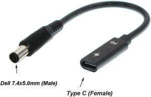 USB C Type C Female to 7.4x5.0mm DC Tip Adapter Cable PD Converter Cable forDell 65W or below laptops