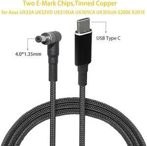 100W USB-C Type C to DC Tip 4.0*1.35mm PD Power Cable Cord For Asus Zenbook Vivobook Laptops