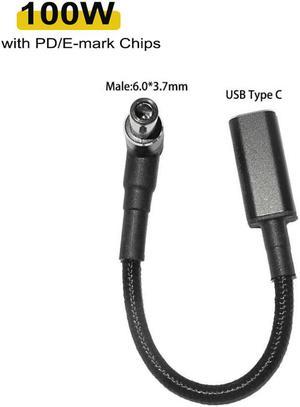 100W USB C Fast Charging Cable Cord for Asus Laptop PC Type C Female to 6.0*3.7mm Male Plug Adapter Connector Notebook Charger