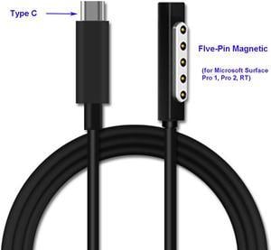 USB-C Type-C to Surface 5 Pin Magnetic Cable for Microsoft Surface Pro 1 2 Surface RT 2