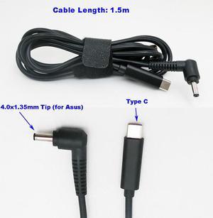 USB-C Type C to DC Tip 4.0mm 1.35mm PD Charger Cable Power Cable For Asus Zenbook Vivobook laptops