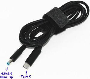 USB-C Type C to 4.5mm 3.0mm (Blue Tip) Laptop Adapter Connector Converter Cable for HP Pavilion Envy Sleekbook Ultrabook laptops