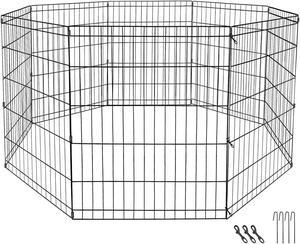 2PCS 24 Inch 8 Panels Dog Playpen Tall Large Crate Fence Pet Play Pen Cage