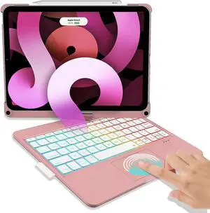 Touch Keyboard Case with Trackpad for iPad Pro 11 inch 2021 2020 2018 / iPad Air 4 10.9 2020 4th Generation with Bluetooth Backlit Keyboard - 360° Protective Cover with Apple Pencil Holder